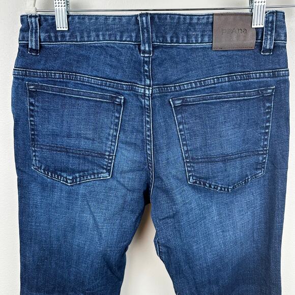 prAna Mens Hillgard Jeans Slim Stretch Dark Wash Denim Size 30x34 Outdoor Active - Picture 4 of 12